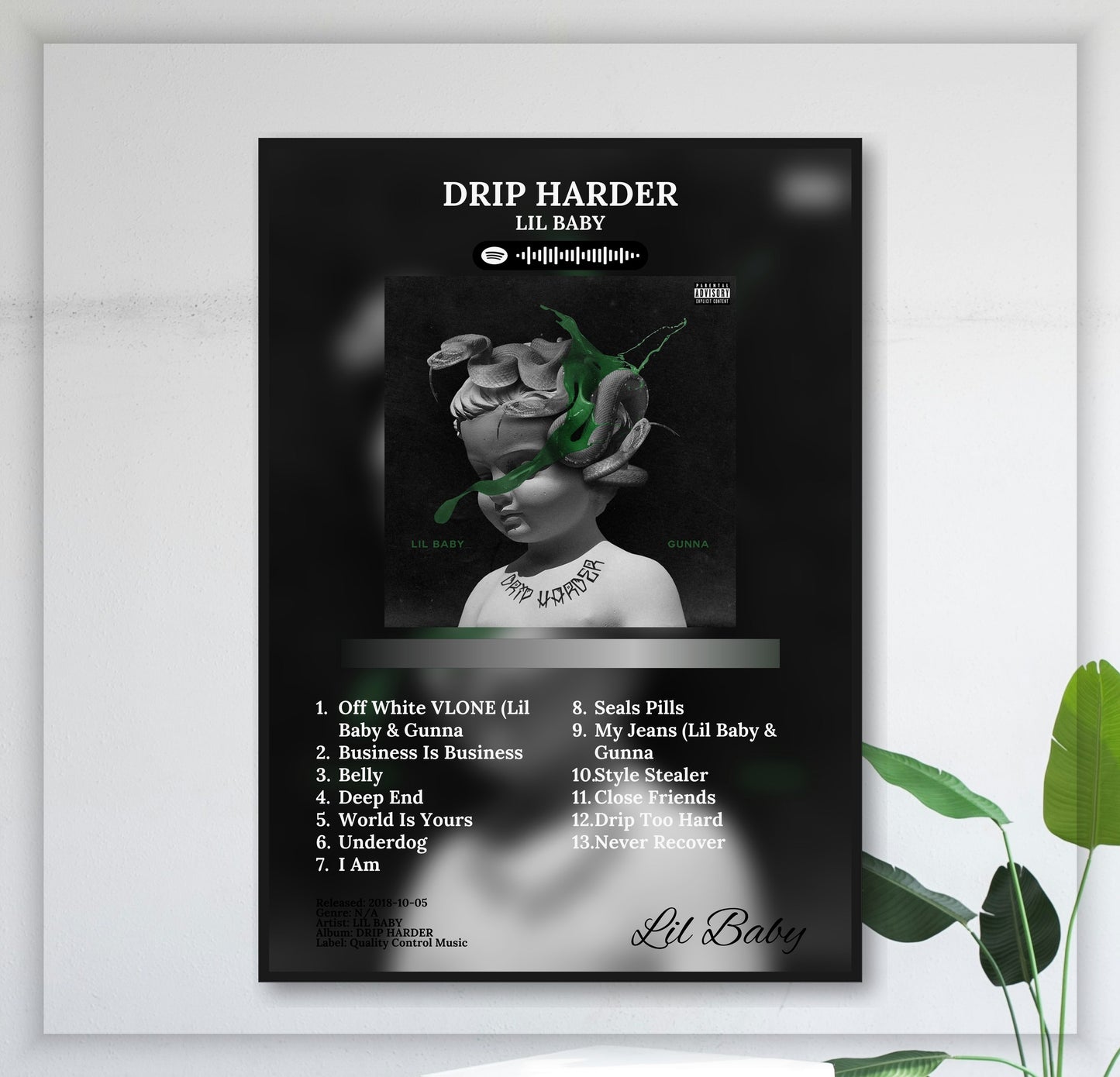 Lil Baby - Drip Harder juliste seinällä
