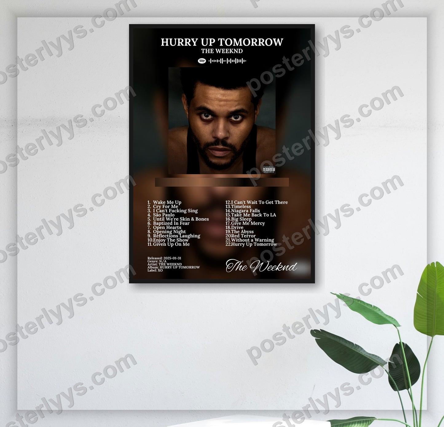 The Weeknd - Hurry Up Tomorrow juliste seinällä