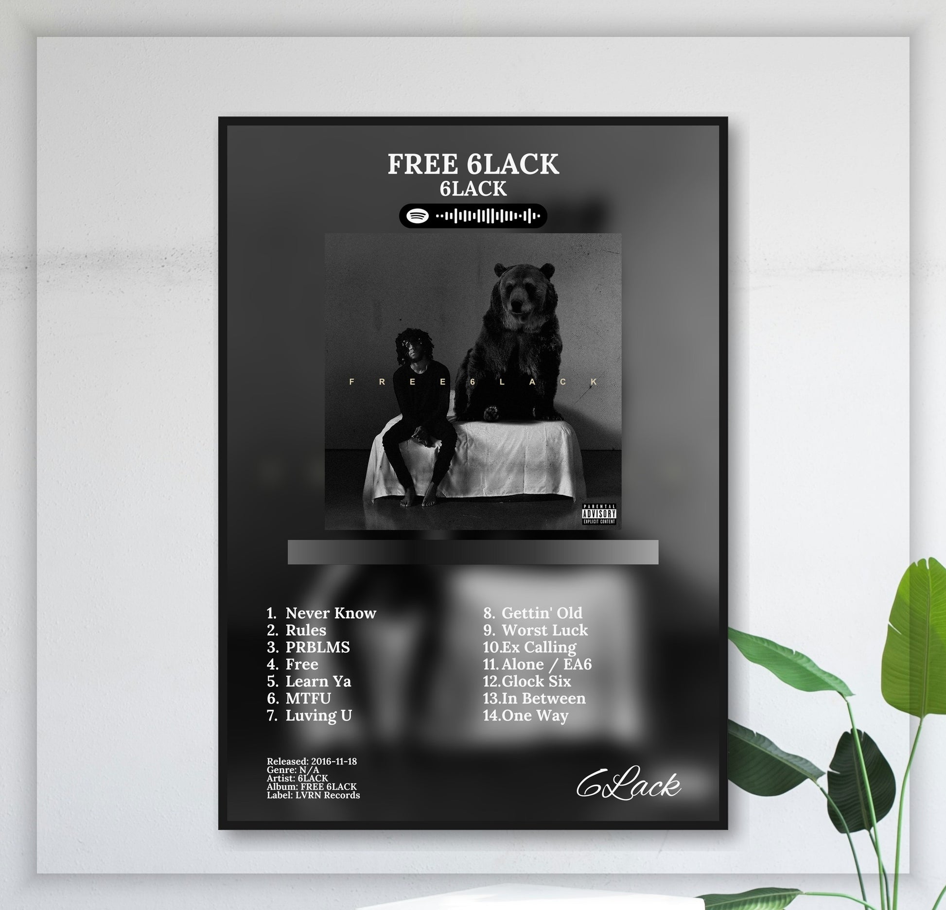 Free 6Lack - Wall Mockup