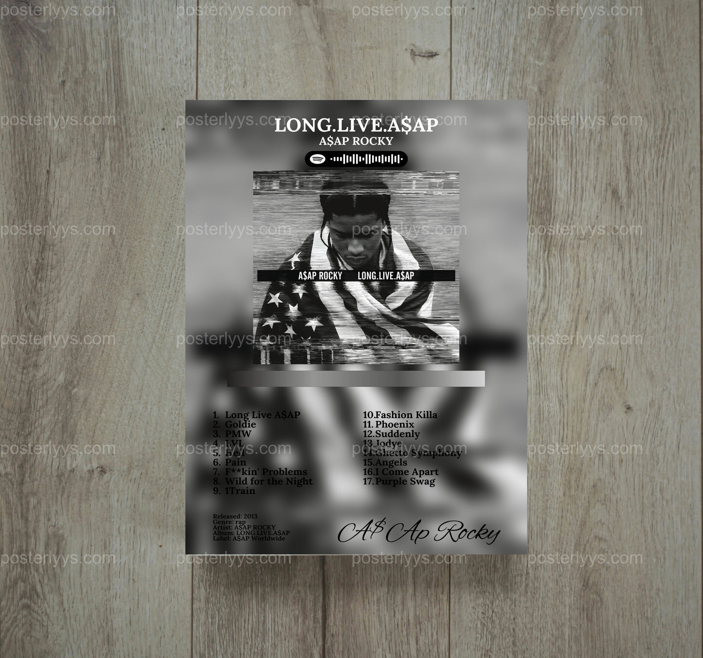 A$Ap Rocky 'Long.Live.A$Ap' - Wall Mockup