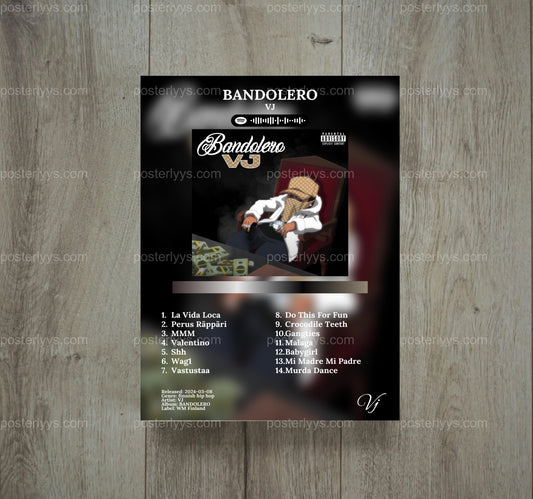 Bandolero Vj Album Art Poster – Exclusive Finnish Hip Hop Art Print - Wall Mockup