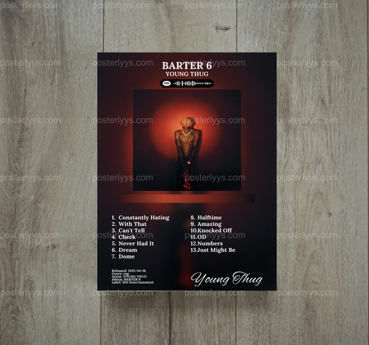 Young Thug 'Barter 6' Album Art Print – Iconic Rap Poster For Music Lovers - Wall Mockup