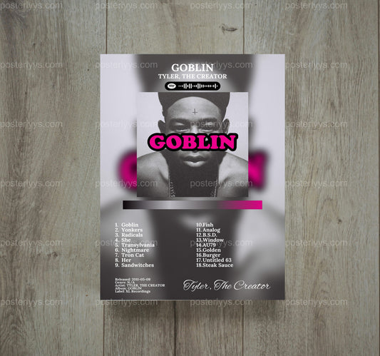 Tyler, The Creator 'Goblin' Album Art Poster With Spotify Code - Wall Mockup