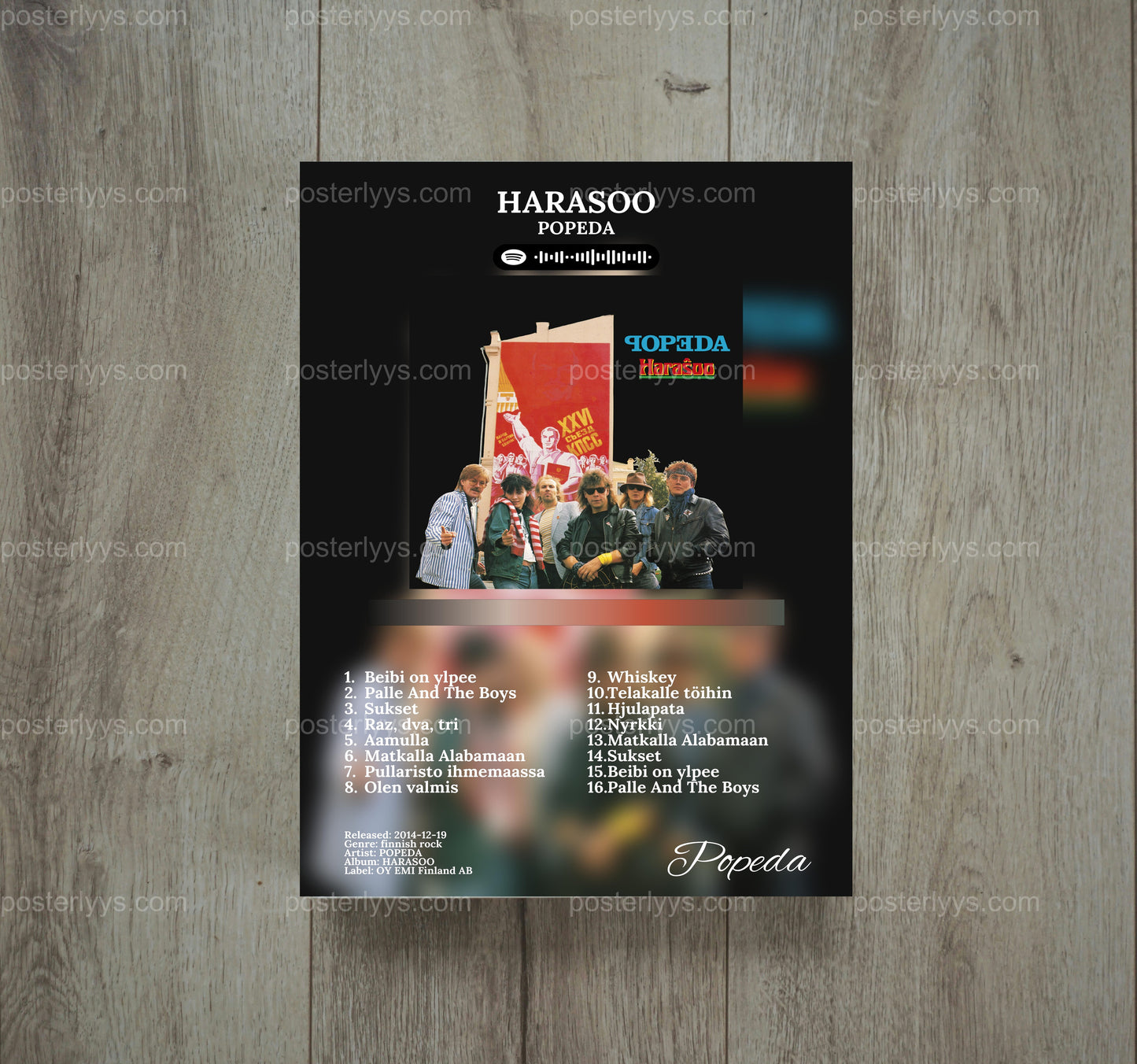 Popeda 'Harasoo' Album Art & Tracklist Poster - Wall Mockup