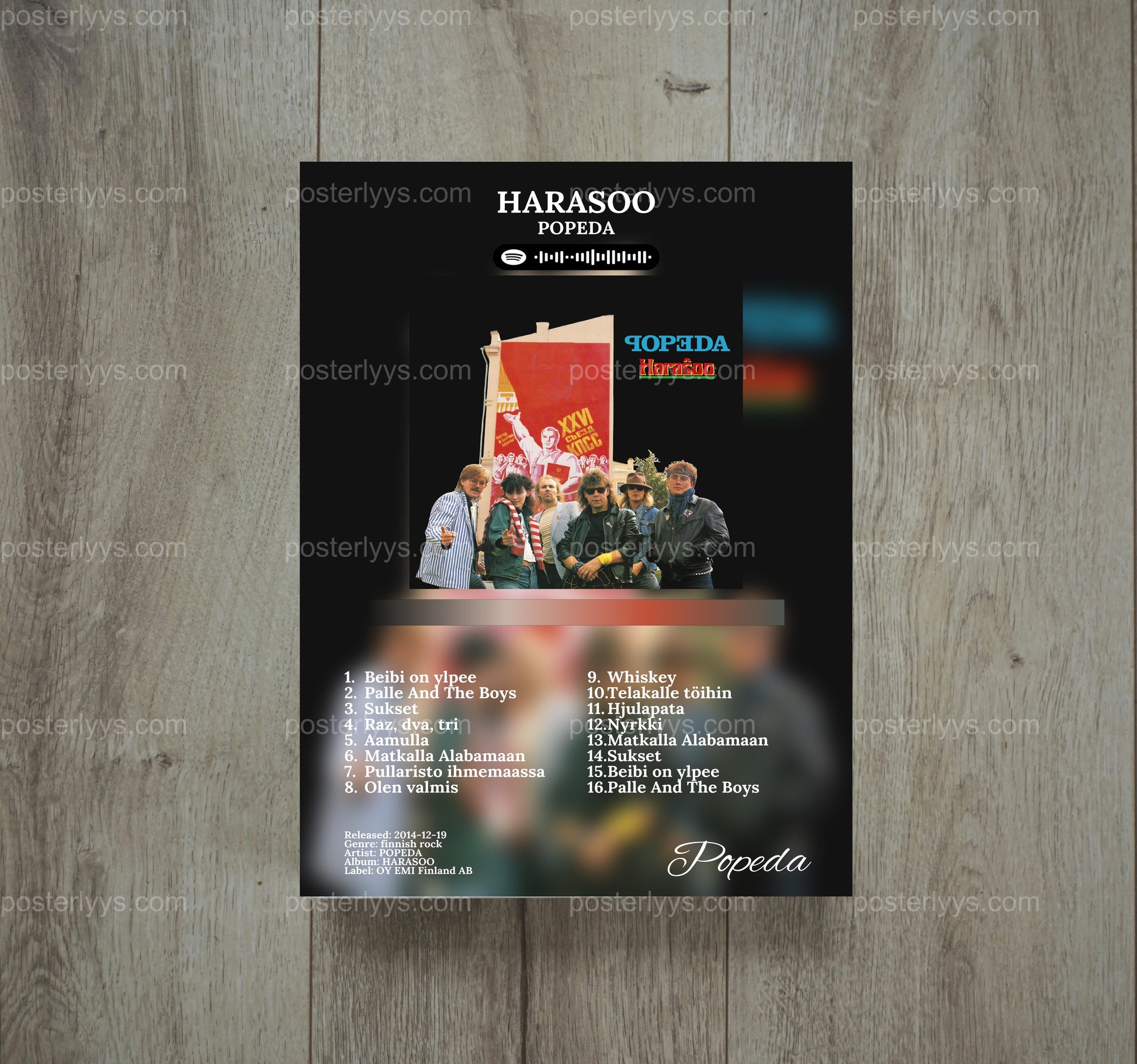 Popeda 'Harasoo' Album Art & Tracklist Poster - Wall Mockup