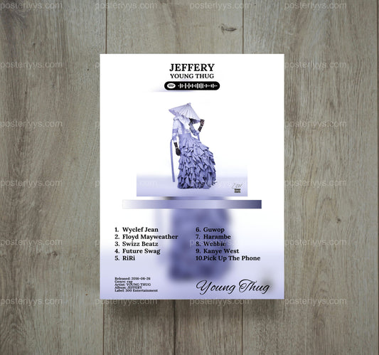 Young Thug'S 'Jeffery' Album Art Poster – Iconic Lilac Chic & Spotify Code Art Print - Wall Mockup