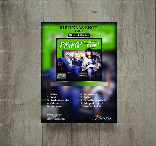 Pmmp "Kuulkaas Enot!" Album Cover Art Print – Vibrant Finnish Pop Music Poster - Wall Mockup