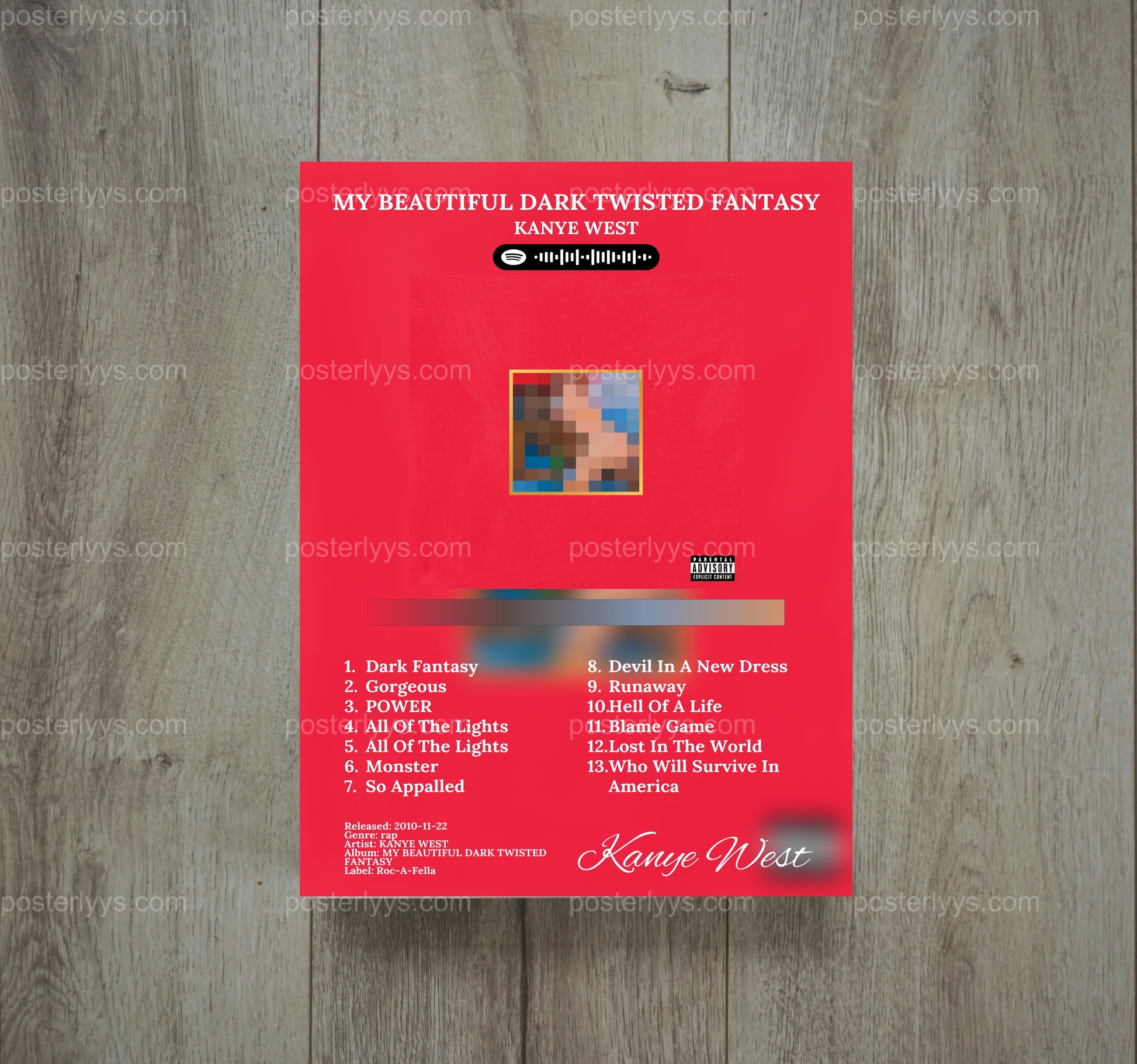 Dark R&B Album Art Poster - Wall Mockup