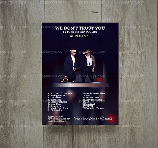 Future & Metro Boomin 'We Don'T Trust You' Album Art Poster – Iconic Hip-Hop Art For Your Space - Wall Mockup