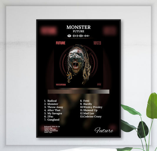 future-monster juliste seinällä