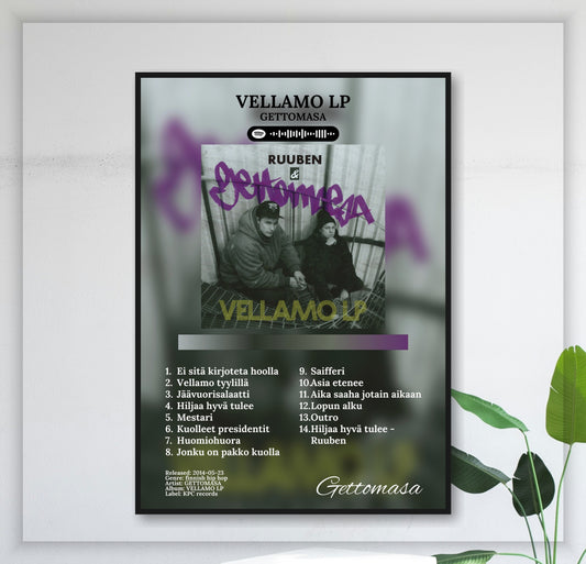 gettomasa-vellamo-lp juliste seinällä