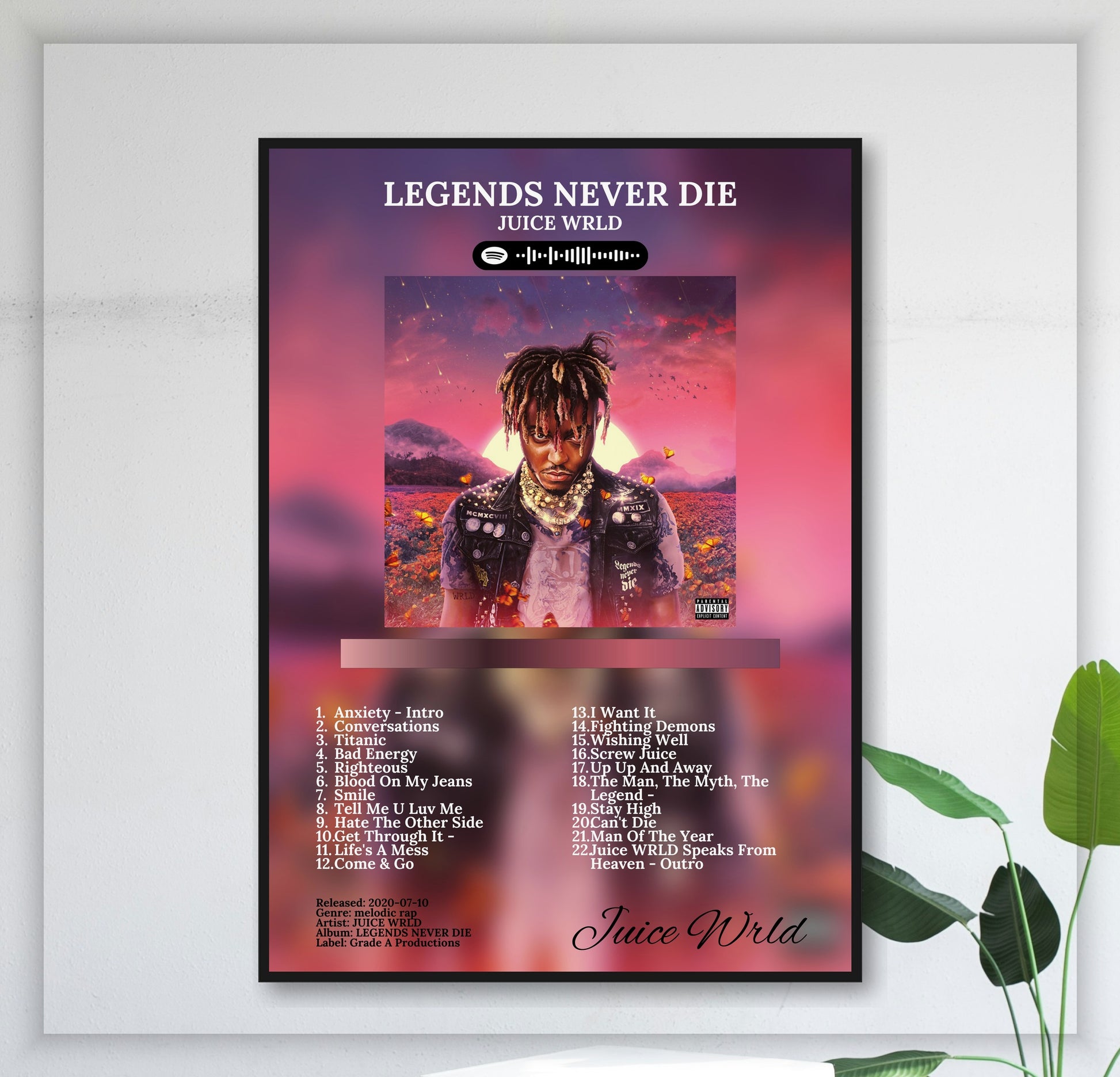 juice-wrld-legends-never-die juliste seinällä