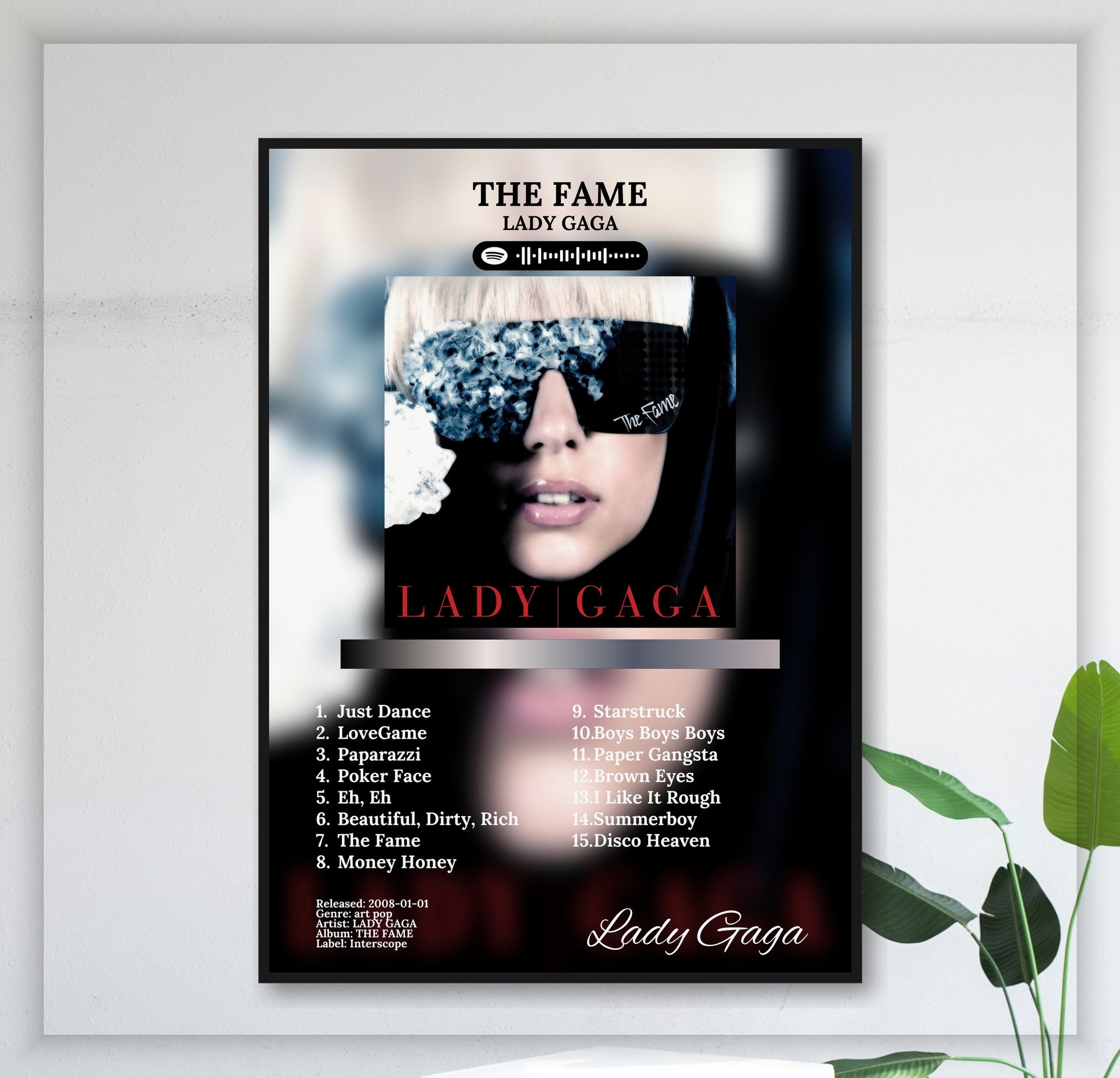 Lady Gaga - The Fame juliste seinällä