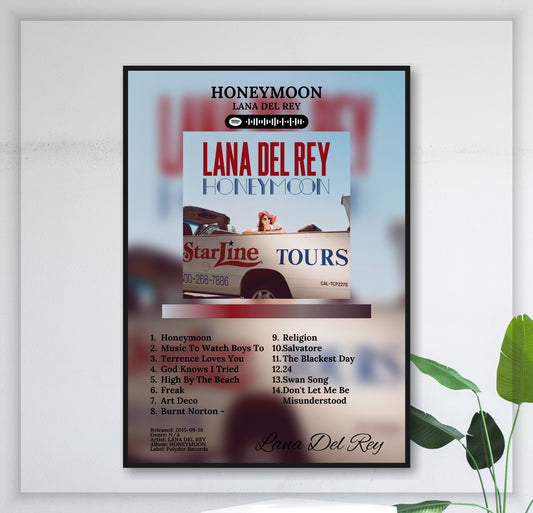 lana-del-rey-honeymoon juliste seinällä