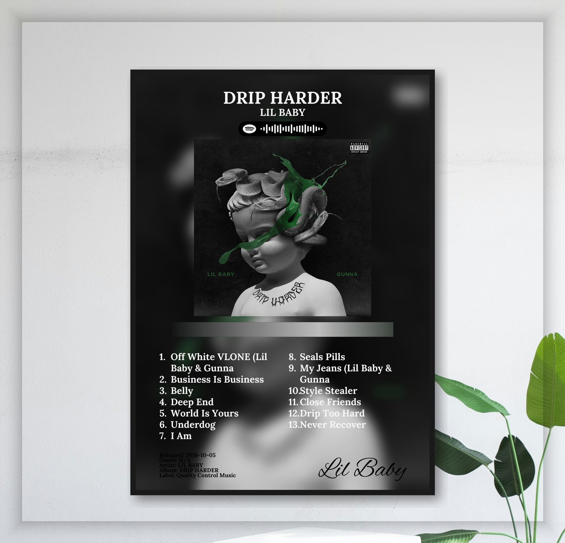 Lil Baby - Drip Harder juliste seinällä